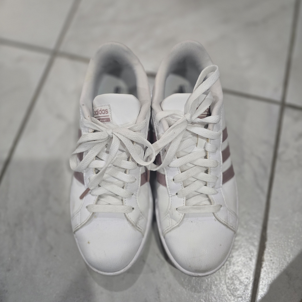adidas Women's White and Pink Sneakers